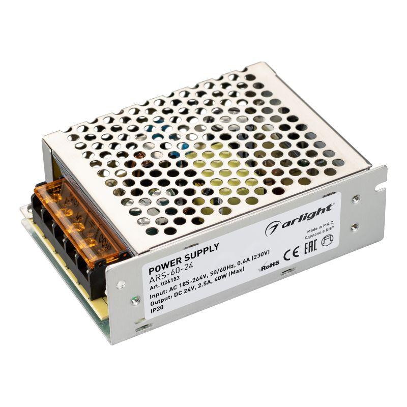 блок питания ars-60-24 24в 2.5а 60вт ip20 сетка 2 года arlight 026153 от BTSprom.by