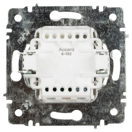  Выключатель 1-кл. СП Accent 6-102-01 10А IP20 250В с подсветкой AL/CU бел. Intro Б0063445 фото в каталоге от BTSprom.by