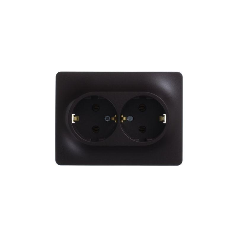  Розетка 2-м Glossa 16А с заземл. в сборе шоколад SE GSL000824 фото в каталоге от BTSprom.by