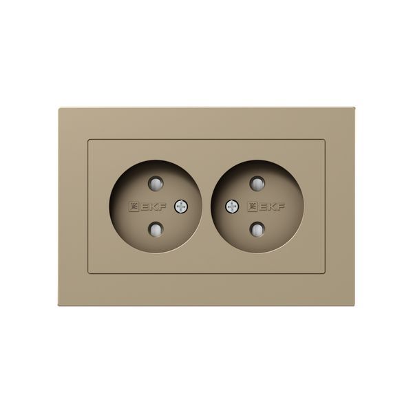 розетка 2-м сп эпика 16а без заземл. защ. шторки с рамкой механизм шампань ekf up1-soc-201 от BTSprom.by
