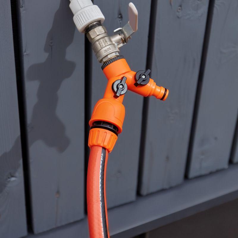  Разветвитель 2-х канальный на кран 3/4-1/2дюйма ЧЕТЫРЕ СЕЗОНА 62-0223 фото в каталоге от BTSprom.by