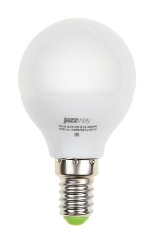 лампа светодиодная pled-eco 5вт g45 шар матовая 4000к нейтр. бел. e14 400лм 230в 50гц jazzway 1036926a от BTSprom.by