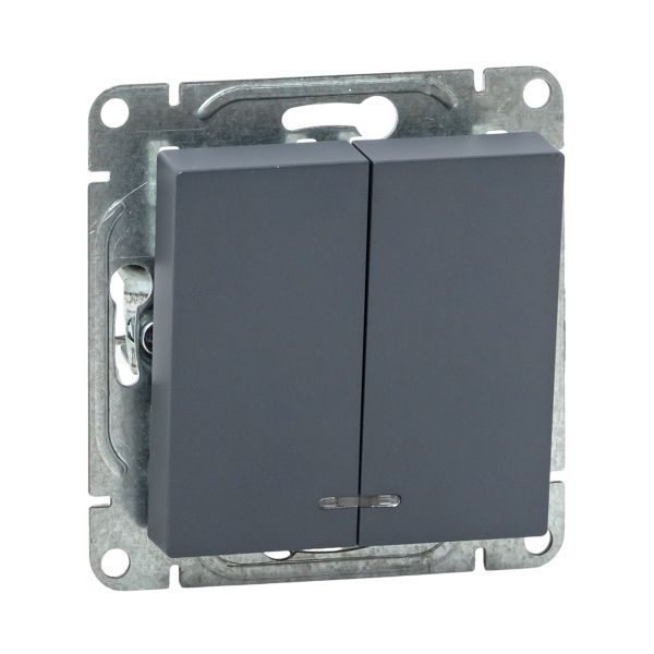 выключатель 2-кл. сп эпика с подсветкой механизм графит ekf up1-swg-24 от BTSprom.by