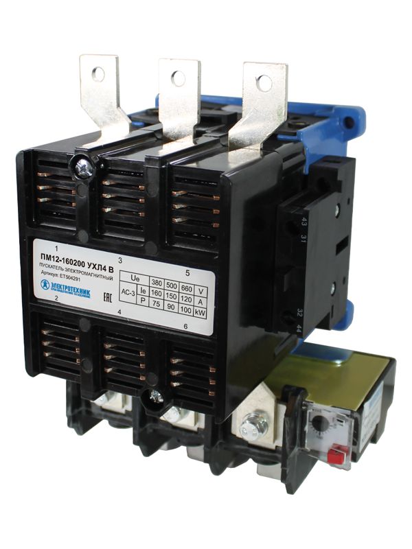 пускатель электромагнитный пм12-160200 ухл4 в 160а 220в/50гц ac 2но+2нз нереверсивный с реле ртт-326 136-160а электротехник et504291 от BTSprom.by
