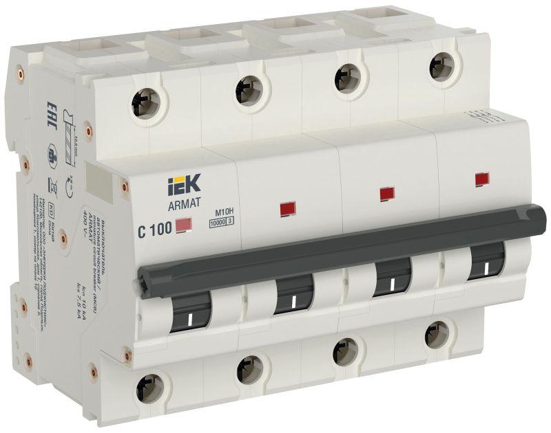 выключатель автоматический модульный 4п c 100а m10h armat iek ar-m10h-4-c100 от BTSprom.by