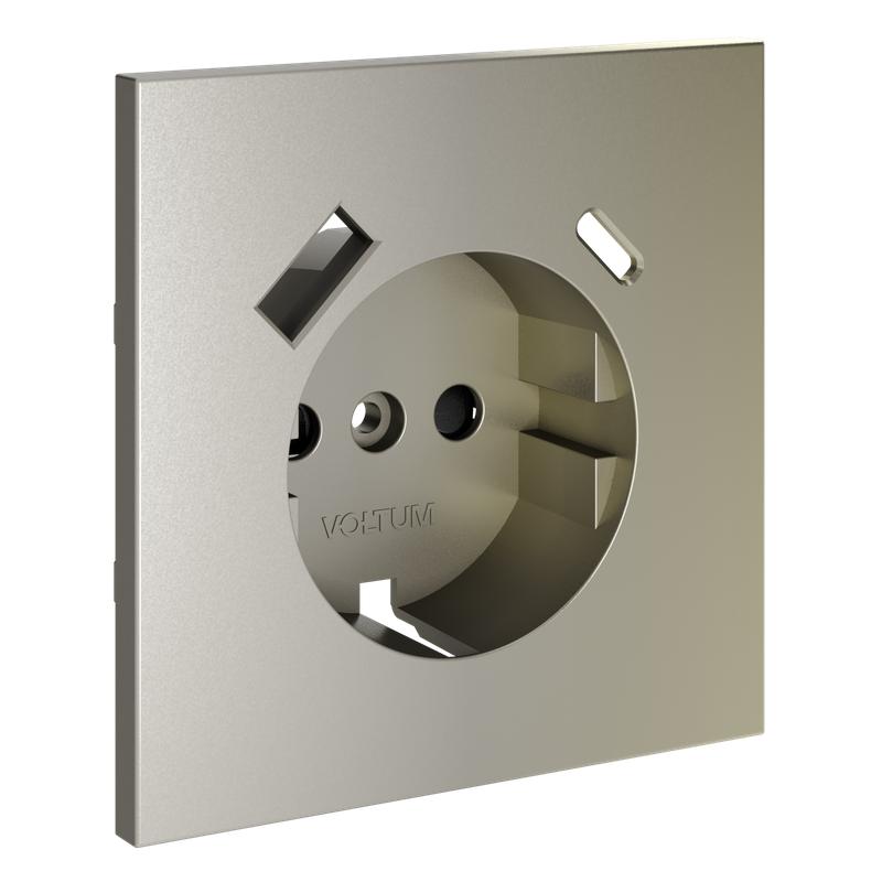накладка для розетки с заземл. и защ. шторками с usb a+c s70 шелк voltum vls001004 от BTSprom.by