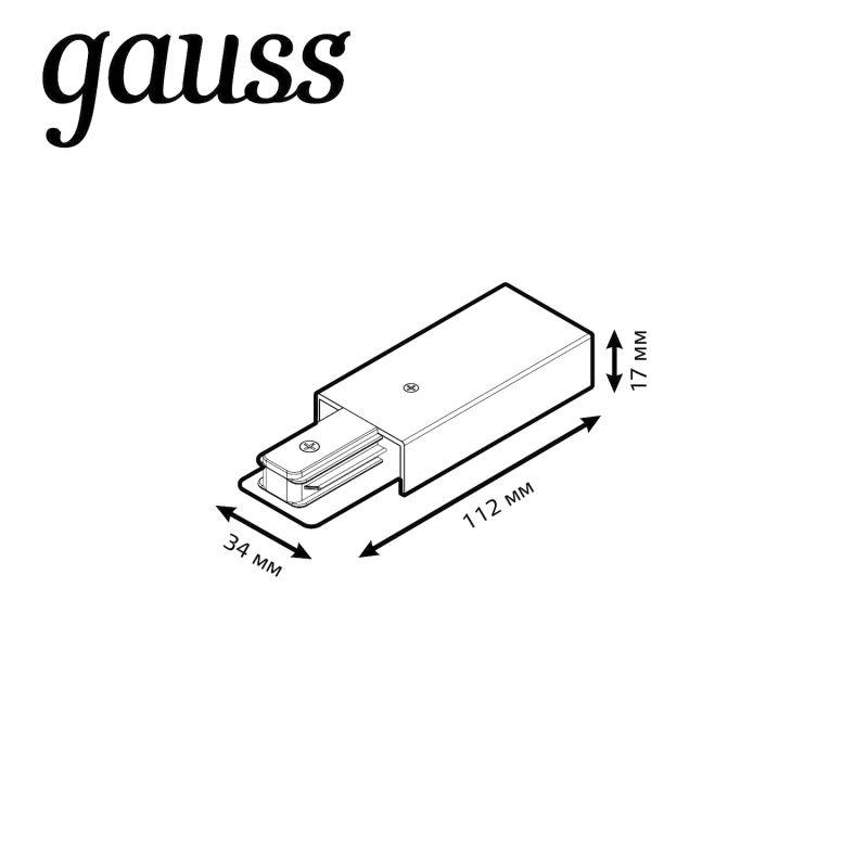  Адаптер питания Track однофазный для подключения трековых шинопроводов к сети бел. GAUSS TR114 фото в каталоге от BTSprom.by