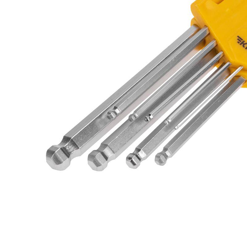  Набор ключей имбусовых HEX 1.5-10мм CrV 9шт удлиненные с шаром Kranz KR-12-5211 фото в каталоге от BTSprom.by