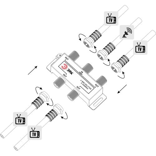  Делитель TV D-F-SAT-04 4 ответвления под F разъем 219268МГц ЭРА Б0048328 фото в каталоге от BTSprom.by