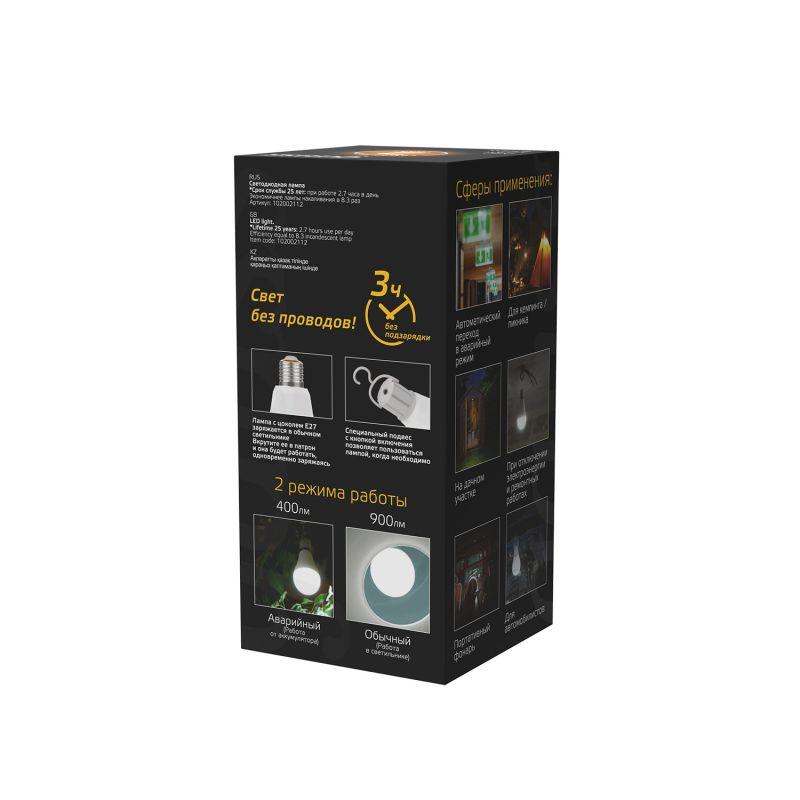 Лампа светодиодная Black 12Вт A80 грушевидная 3000К тепл. бел. E27 900лм авар. аккум. Li-Ion GAUSS 102002112 фото в каталоге от BTSprom.by