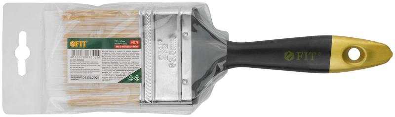  Кисть флейцевая "Лайн" искусственная щетина пластиковая ручка 2. 5дюйм (63мм) FIT 01176 фото в каталоге от BTSprom.by