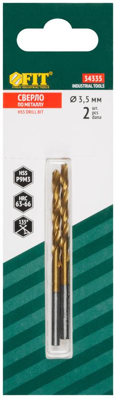  Сверло HSS по металлу титановое покрытие в блист. 3.5мм (уп.2шт) FIT 34335 фото в каталоге от BTSprom.by