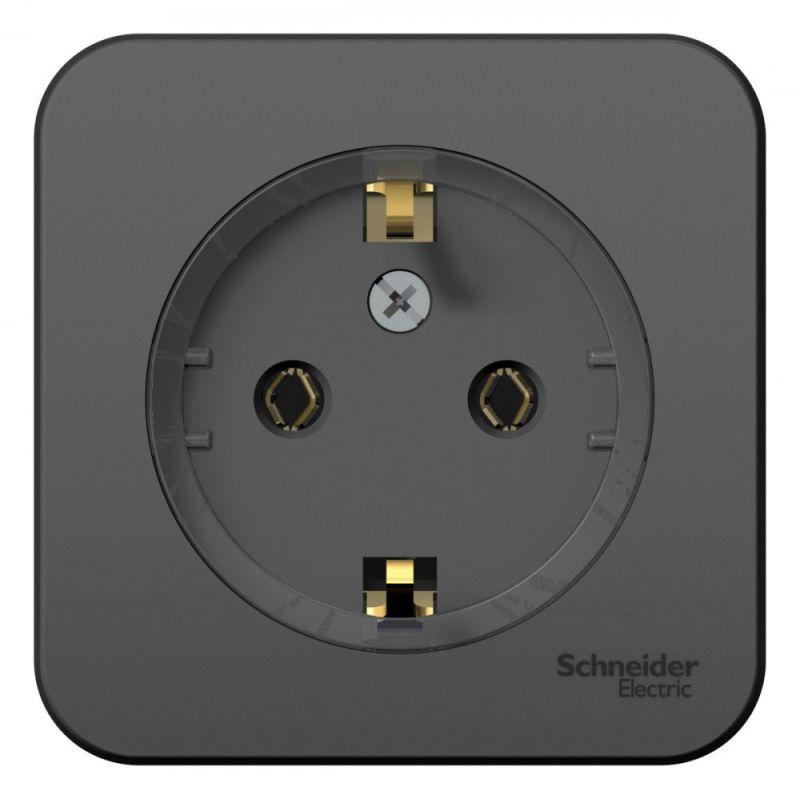 розетка 1-м оп blanca 16а ip20 250в с заземл. без защ. шторок с изолир. пластиной (компакт) антрацит se blnra110116 от BTSprom.by