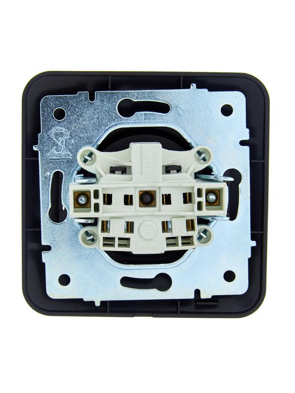  Розетка 1-м СП ASTI 16А IP20 без заземл. термопласт в сборе черн. бархат. LEZARD 7081-4242-121B фото в каталоге от BTSprom.by