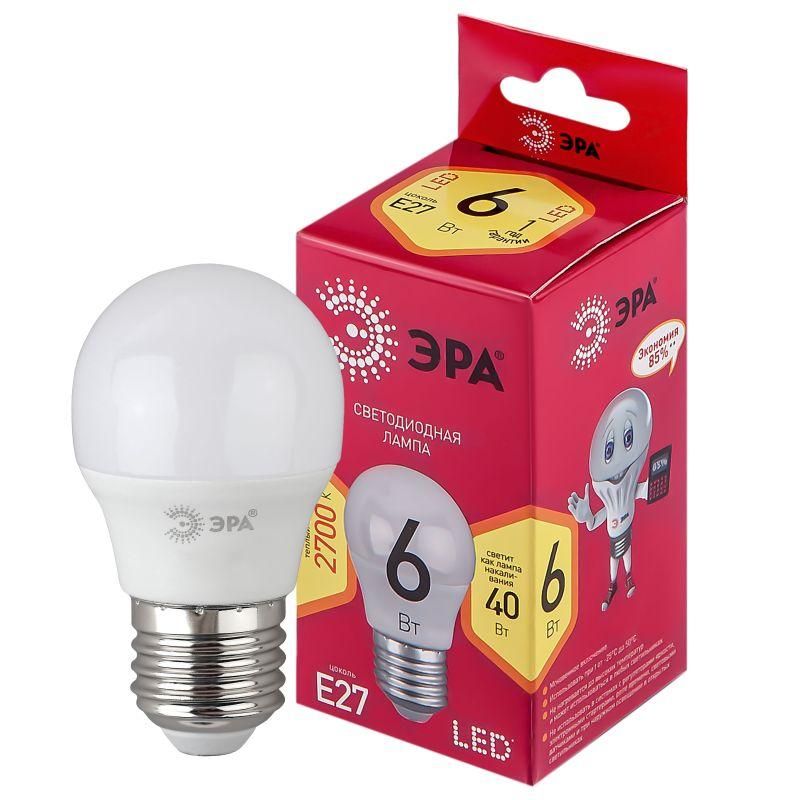 лампа светодиодная led p45-6w-827-e27 r p45 6вт шар e27 тепл. бел. эра б0049643 от BTSprom.by