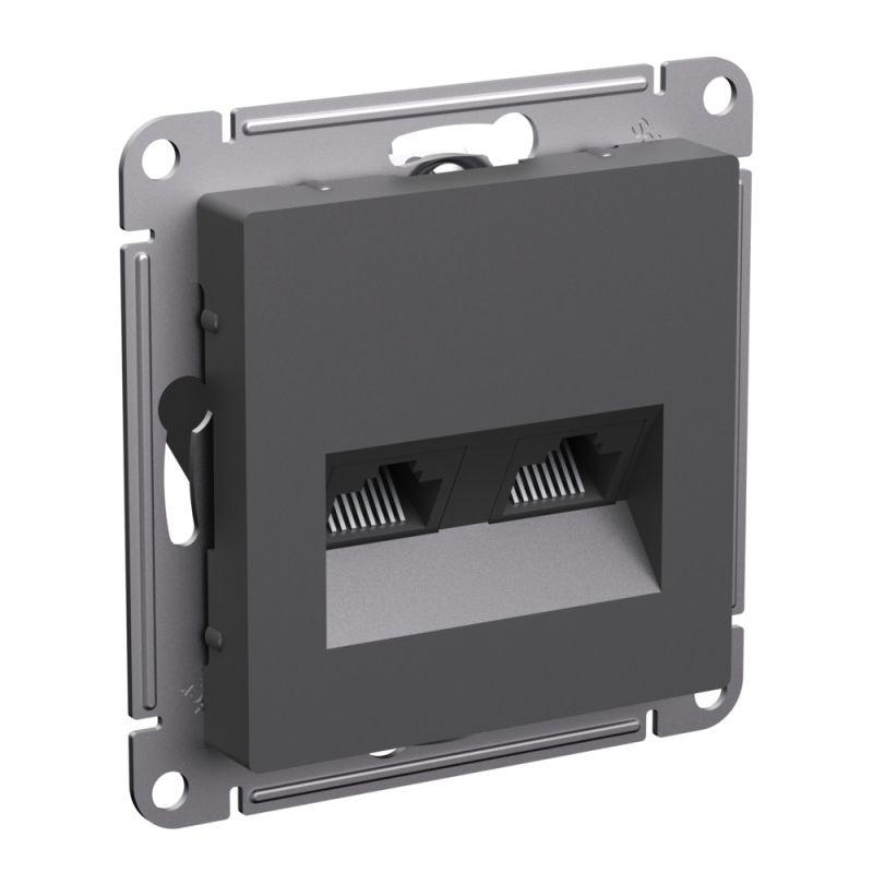 розетка компьютерная 2-м atlasdesign rj45+rj45 кат.5e механизм базальт se atn001485 от BTSprom.by