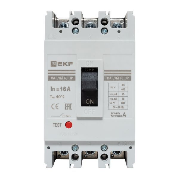  Выключатель автоматический 3п 63/16А 25кА ВА-99М PROxima EKF mccb99-63-16m фото в каталоге от BTSprom.by