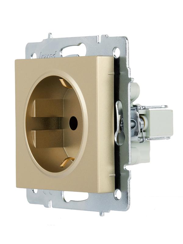  Розетка VESNA с заземл. ПБТ зол. LEZARD 742-3688-122B фото в каталоге от BTSprom.by