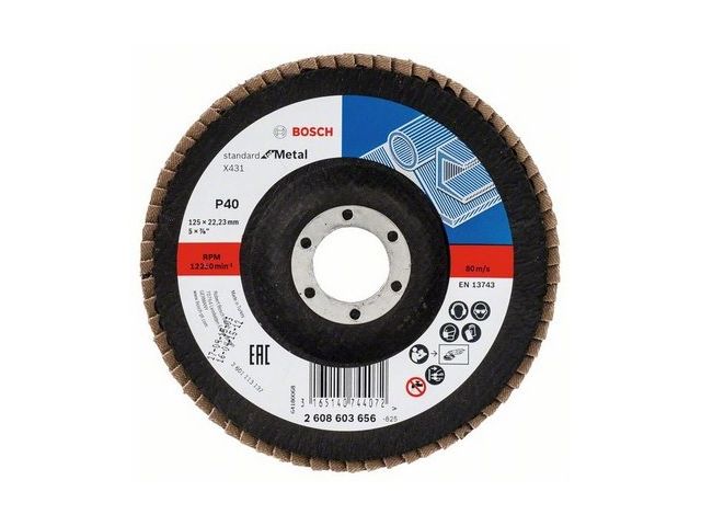 круг лепестковый 125х22.2 мм k40 конический standard for metal bosch 2608603656 от BTSprom.by круг лепестковый 125х22.2 мм k40 конический standard for metal bosch 2608603656 от BTSprom.by