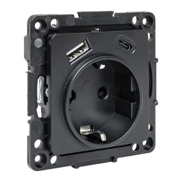 розетка 1-м сп стокгольм 16а usb a+c с заземл. защ. шторки винтов. клеммы механизм черн. ekf ezr16-2usb-typea-typec от BTSprom.by