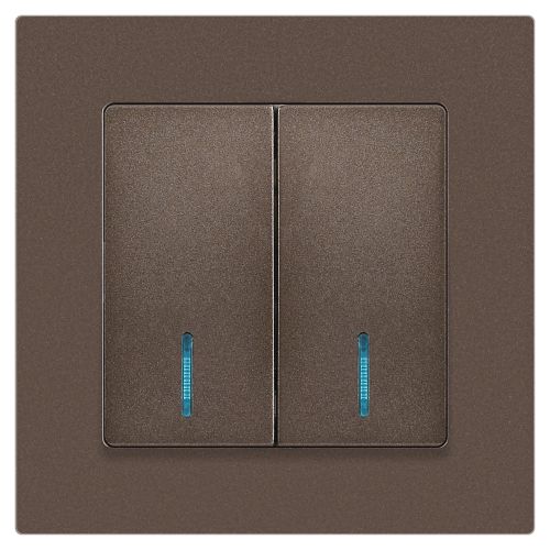  Выключатель 2-кл. СП Accent 6-105-08 10А IP20 250В с подсветкой AL/CU бронза Intro Б0063523 фото в каталоге от BTSprom.by