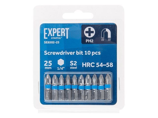 насадка крестообразная ph2 25мм 10шт expert startul (se8502-25) (бита phillips магнитная) se8502-25 от BTSprom.by