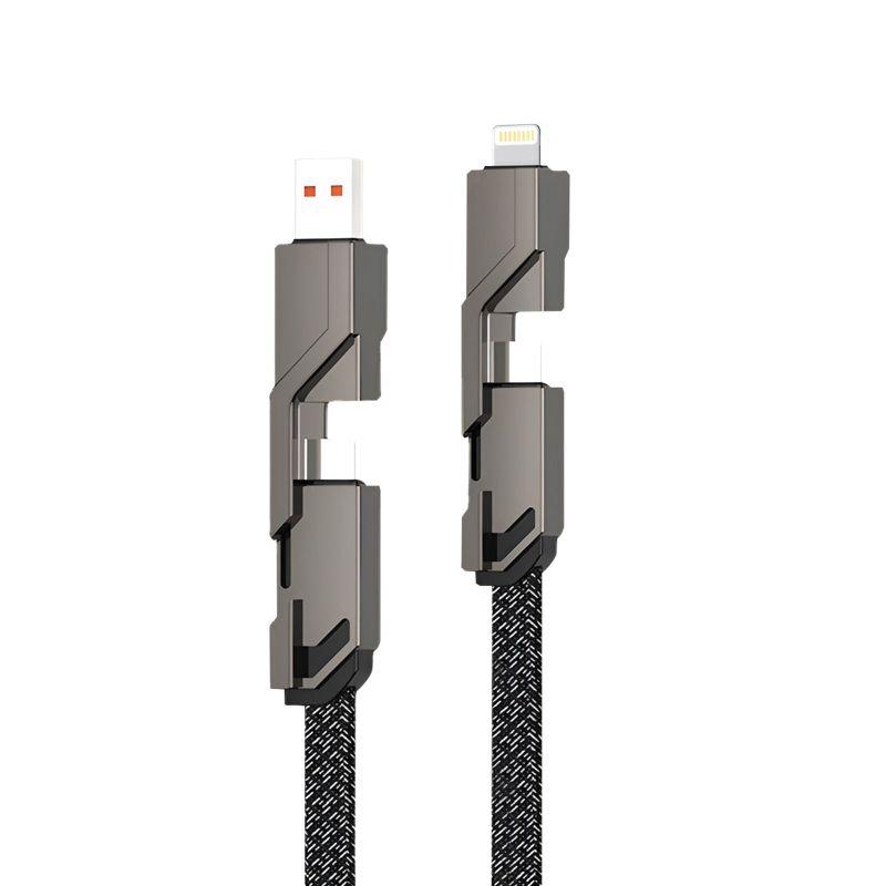 кабель 4в1 usb-а - type-c lightning - type-c 60вт 1м черн. оплетка rexant 18-1128 от BTSprom.by