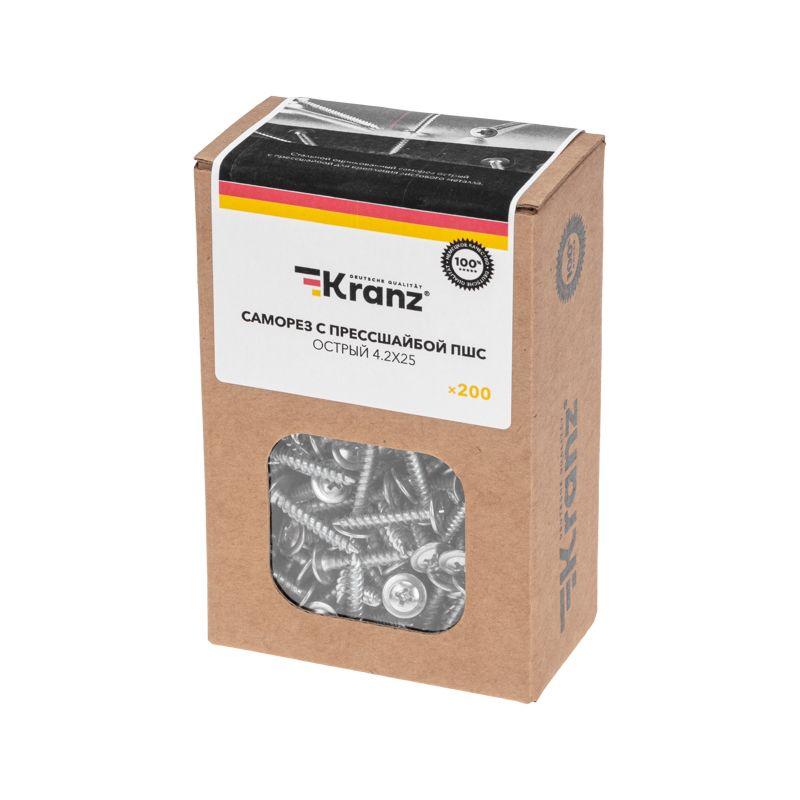  Саморез с прессшайбой ПШС острый 4.2х25 (уп.200шт) Kranz KR-01-3361-005 фото в каталоге от BTSprom.by