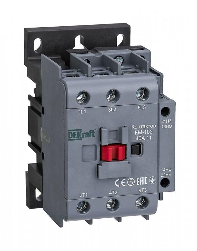 контактор км-102 3п 40а кат. 230в ac 1но+1нз ac-3 ac-4 dekraft 22006dek от BTSprom.by