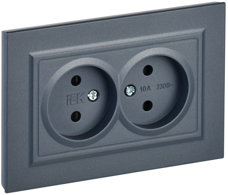 розетка 2-м сп brite рсш12-2-брм 10а в сборе без заземл. защ. шторки маренго iek br-r23-10-k35-f от BTSprom.by