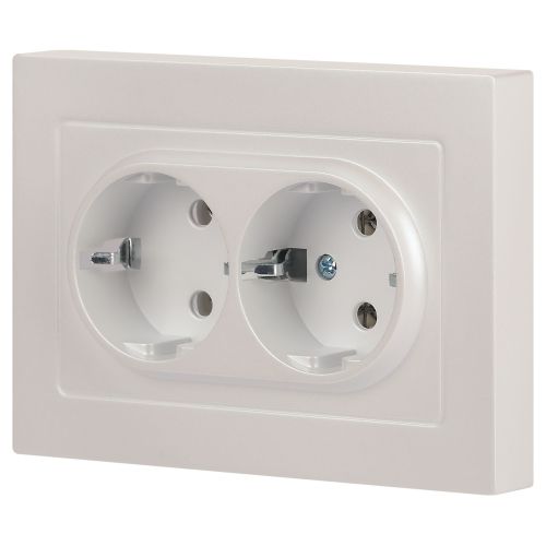  Розетка 2-м СП Accent 6-205-06 16А IP20 250В 2P+E Schuko AL/CU перламутр. Intro Б0063495 фото в каталоге от BTSprom.by