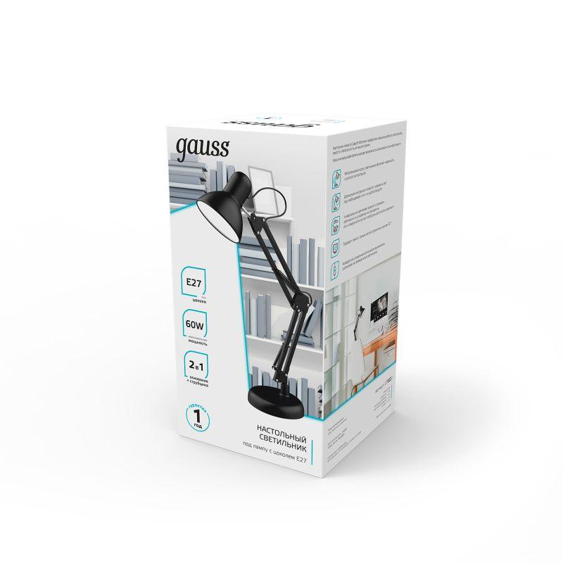 Светильник GTL 60Вт E27 струбцина и основание черн. GAUSS GT0022 фото в каталоге от BTSprom.by
