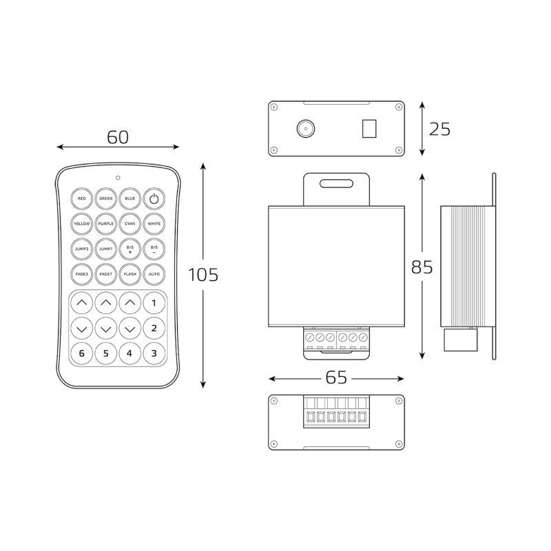  Контроллер для светодиодной RGB ленты Basic 240Вт 12В IP20 GAUSS BT621 фото в каталоге от BTSprom.by