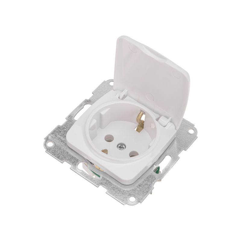  Розетка 1-м СП 16А DEA с заземл. с крышкой механизм бел. Kranz KR-78-0213 фото в каталоге от BTSprom.by