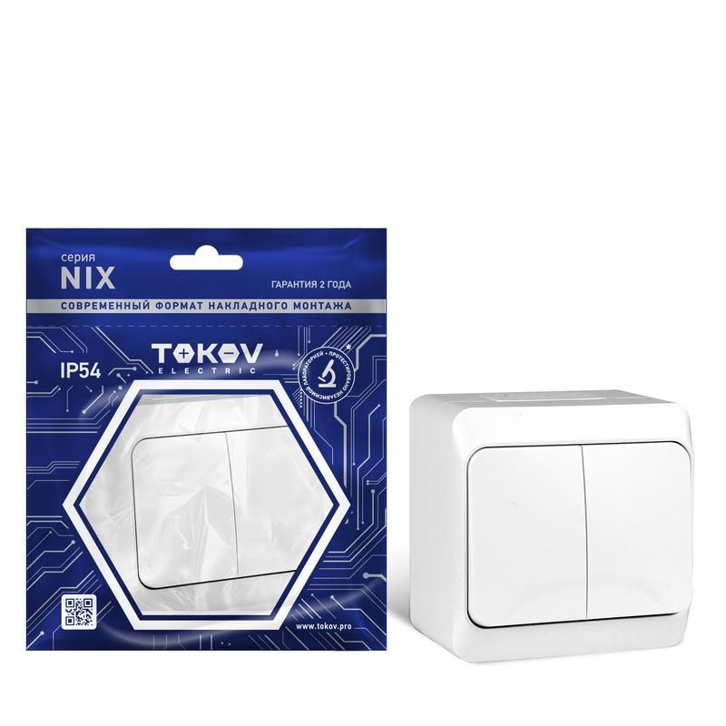 выключатель 2-кл. оп nix 10а ip54 250в бел. tokov electric tke-nx-v2-c01-ip54 от BTSprom.by