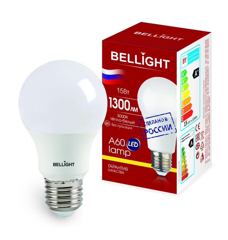 лампа светодиодная led a60 220в 15вт e27 1300лм 3000к bellight 85339513 от BTSprom.by