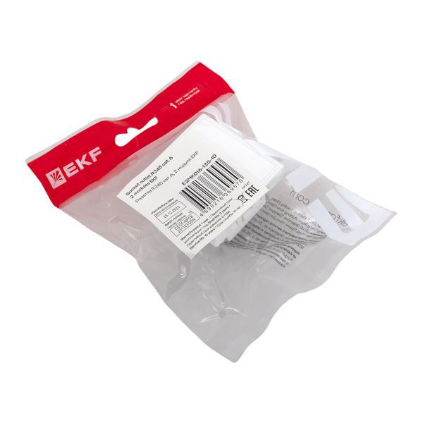  Розетка RJ45 категории 6 (ширина 2 модуля) EKF E2MK016-135-10 фото в каталоге от BTSprom.by