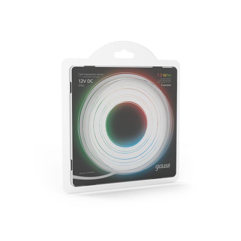  Лента светодиодная Black 5050/30-SMD 7.2Вт/м RGB IP66 330лм/м 12В (блист.5м) GAUSS 311000407 фото в каталоге от BTSprom.by
