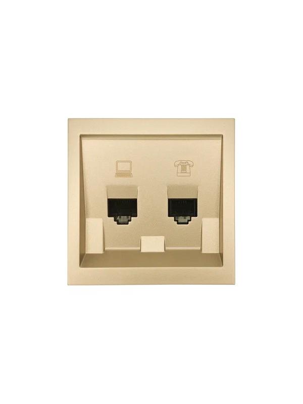 розетка компьютер+телефон сп zima ip20 зол. lezard 704-3688-143 от BTSprom.by