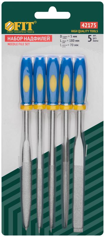  Надфиль алмазный мягкая ручка 5х180/60мм 5шт FIT 42175 фото в каталоге от BTSprom.by