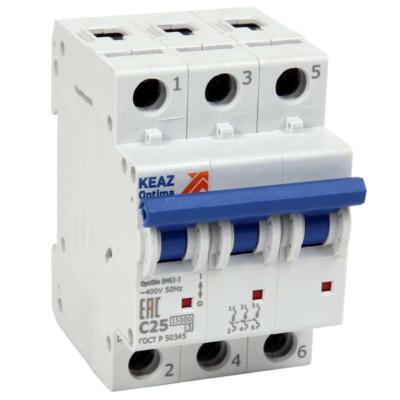 выключатель автоматический модульный 3п d 16а optidin bm63 3d16 15 ухл3 rr кэаз 364306 от BTSprom.by