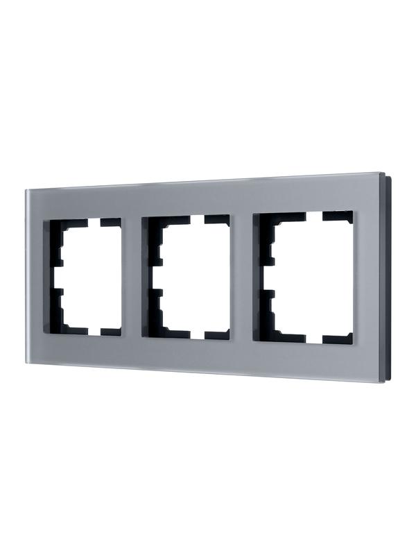 рамка 3-местн. гориз. vesna стекло асфальт матов. lezard 742-m6980-148 от BTSprom.by