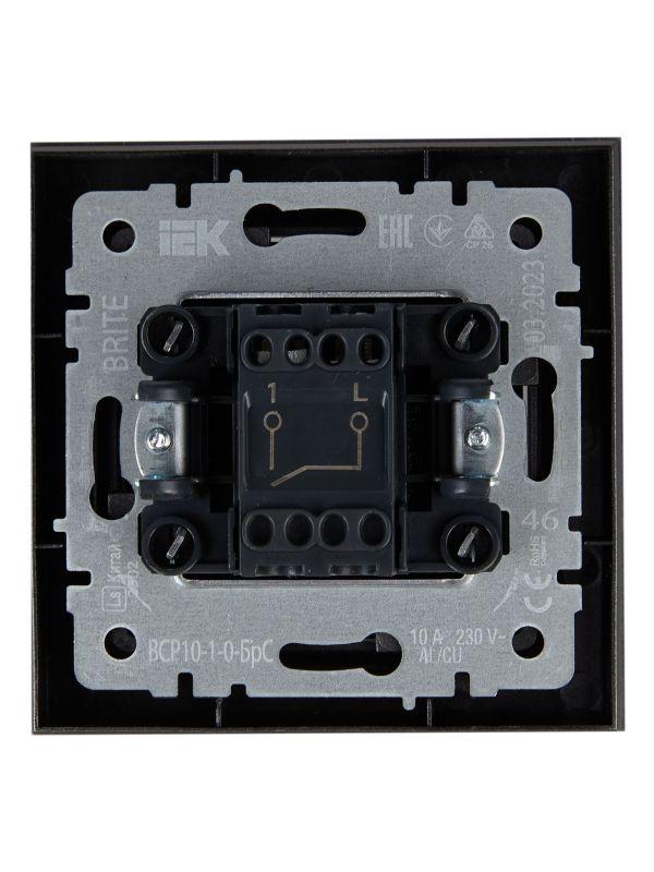  Выключатель 1-кл. СП BRITE ВСР10-1-0-БрС 10А в сборе сталь IEK BR-V10-0-10-K46-F фото в каталоге от BTSprom.by