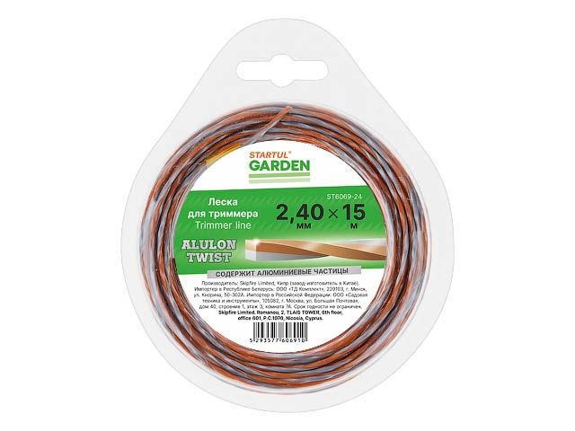 леска ф 2.4 мм х 15 м витой квадрат сеч. alulon twist startul garden (содержит алюминиевые частицы) st6069-24 от BTSprom.by