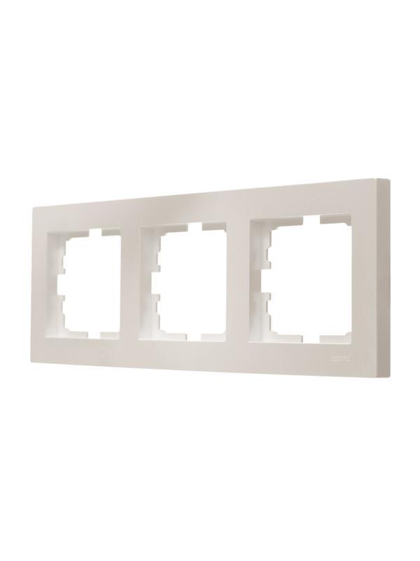  Рамка 3-местн. горизонт. VESNA жемчуж./бел. перламутр LEZARD 742-3000-148 фото в каталоге от BTSprom.by
