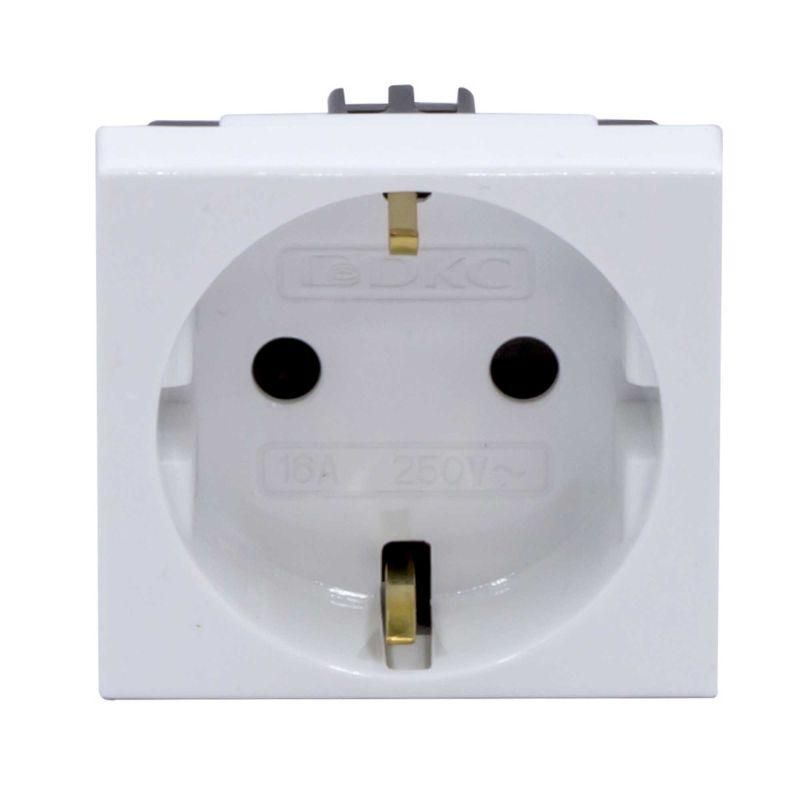 розетка 1-м 2мод. viva 16а ip20 2p+e с заземл. защ. шторки бел. dkc 45005 от BTSprom.by