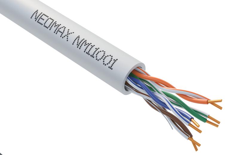 кабель витая пара u/utp кат.5e 4х2х25awg (0.45мм) solid cu pvc сер. (nm11001) (уп.305м) neomax 1194735 от BTSprom.by