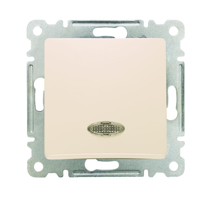 выключатель 1-кл. сп lillium ip20 с подсветкой механизм крем. makel 30010021 от BTSprom.by