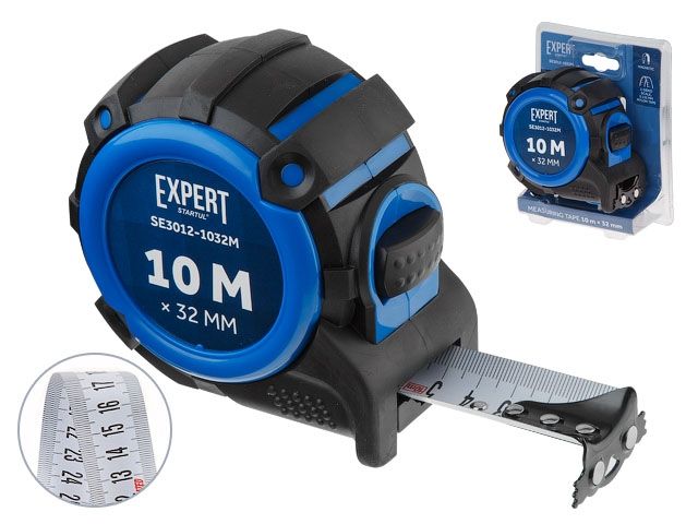 рулетка 10м/32мм expert startul (se3012-1032m) (автостоп, двухсторонняя шкала нанесения, нейлоновое покрытие, усиленный магнитный зацеп) se3012-1032m от BTSprom.by