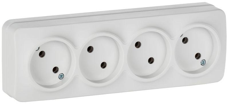 розетка 4-м оп glory рс24-2-хбм 10а без заземл. без защ. шторок бел. матов. iek erh40-k01m-10 от BTSprom.by